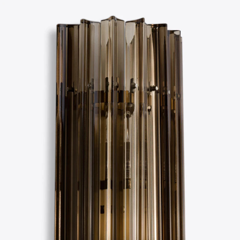 Pure White Lines Smoked Quartz Amaro IP44 Wall Light - available in two sizes