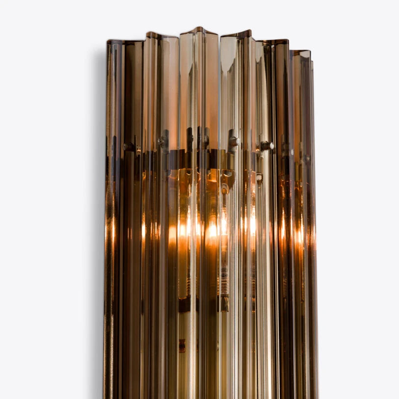 Pure White Lines Smoked Quartz Amaro IP44 Wall Light - available in two sizes