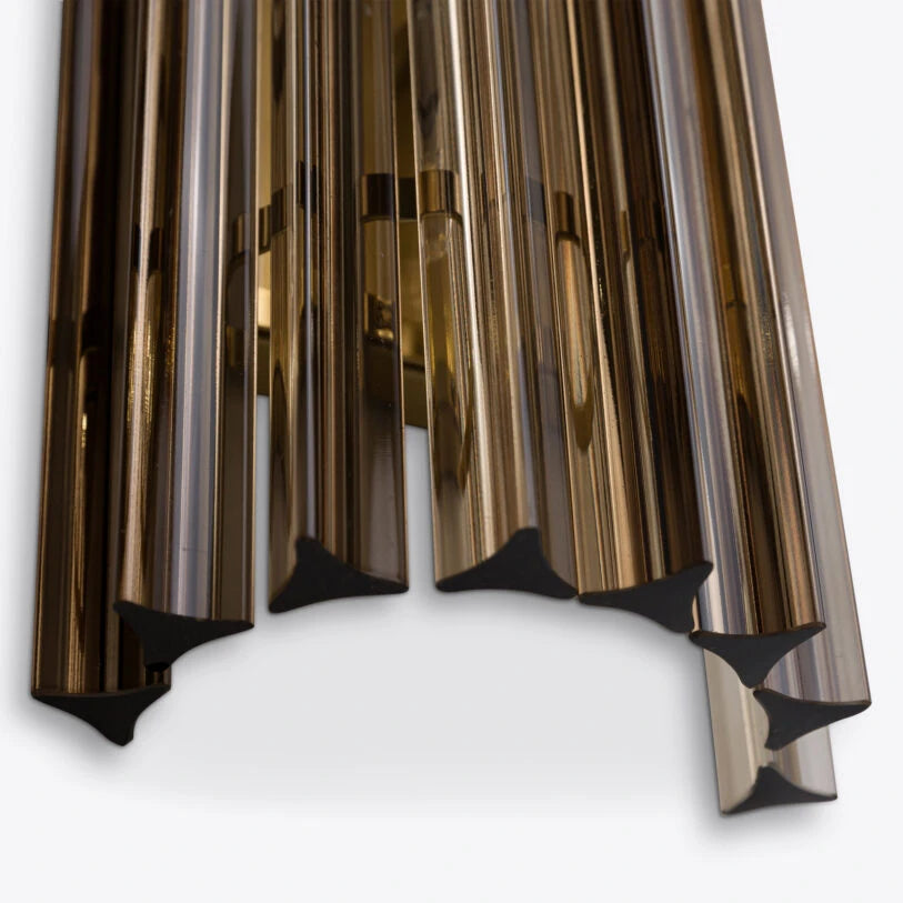 Pure White Lines Smoked Quartz Amaro IP44 Wall Light - available in two sizes