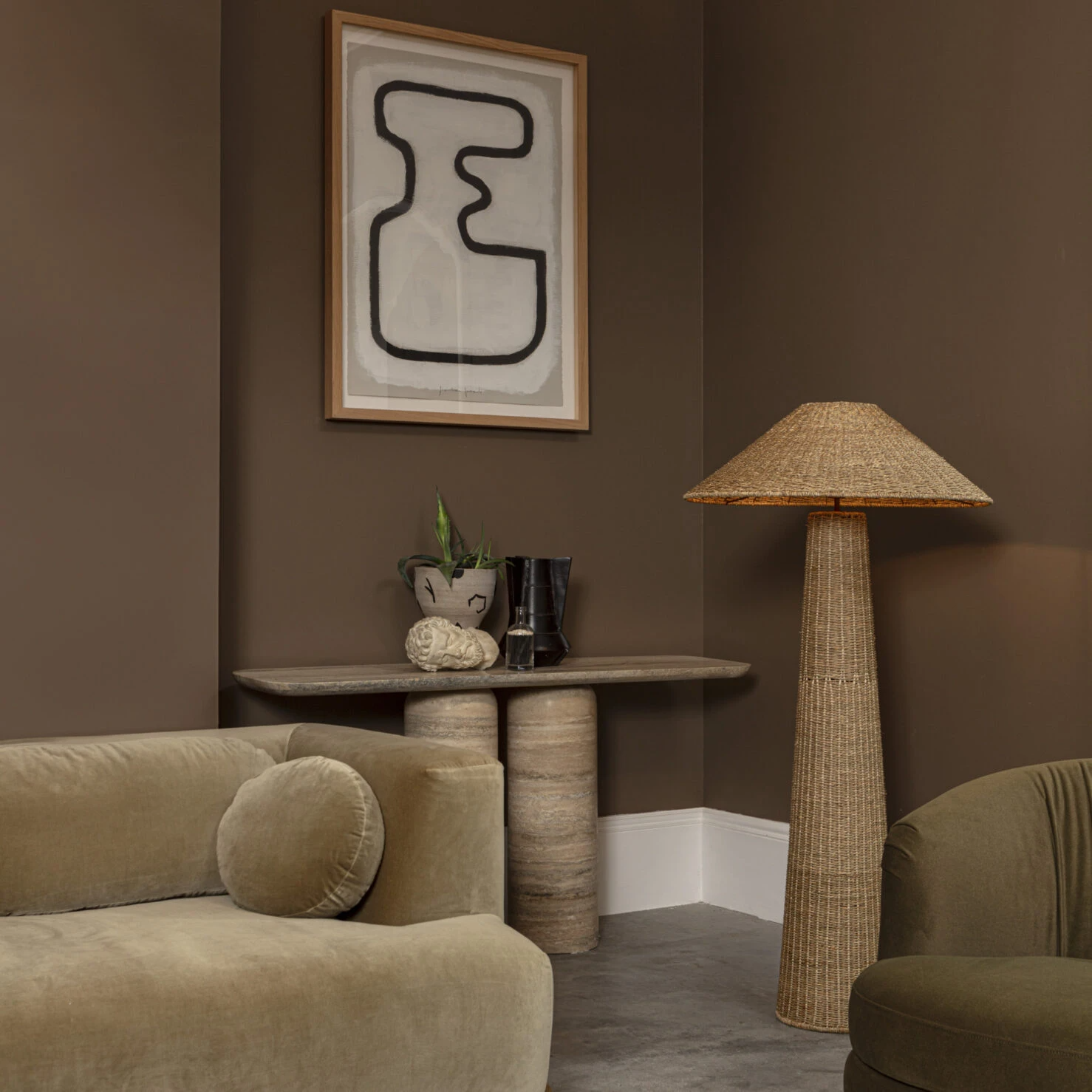 Pure White Lines - Hanoi Seagrass Standing Lamp