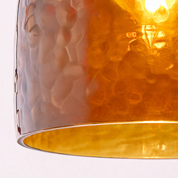 Pooky - Rory Pendant Shade -  Amber Hammered Glass