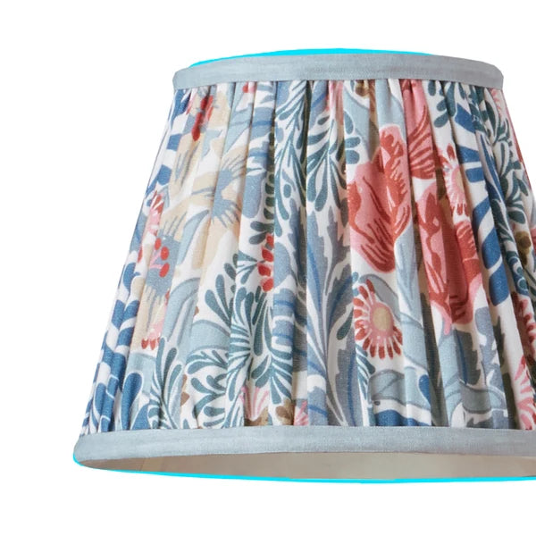 Pooky - 18cm Pendant Shade - Indigo and Barbed Berry Bower Printed Cotton - Morris & Co.