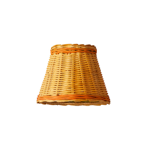 Pooky - Pendant Light Shade - 18cm - Natural Rattan With Orange Stripe