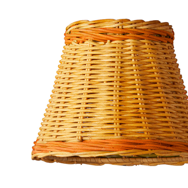 Pooky - Pendant Light Shade - 18cm - Natural Rattan With Orange Stripe
