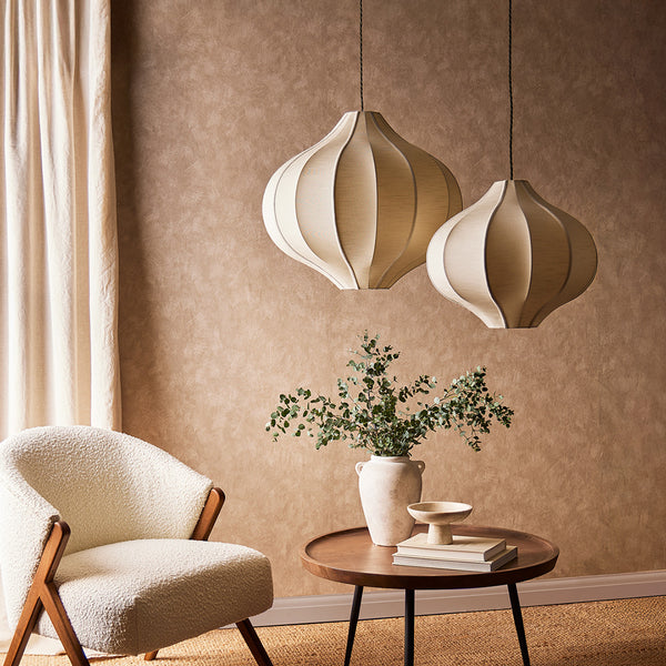 Pooky - Onion Space Pendant Light Shade - Small - Sand Raw Silk