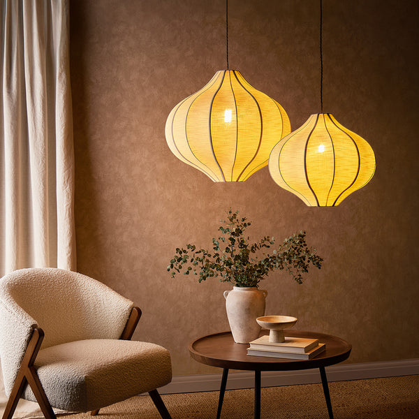 Pooky - Onion Space Pendant Light Shade - Small - Sand Raw Silk