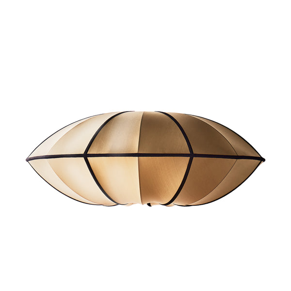 Pooky - Ufo Pendant Light Shade - Large - Taupe Silk With Black Silk