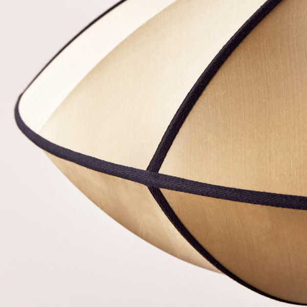 Pooky - Ufo Pendant Light Shade - Large - Taupe Silk With Black Silk