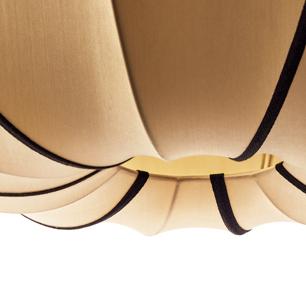 Pooky - Ufo Pendant Light Shade - Large - Taupe Silk With Black Silk