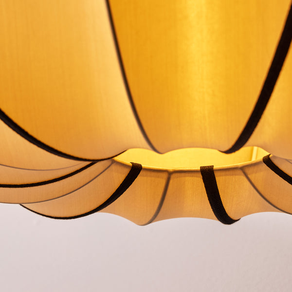 Pooky - Ufo Pendant Light Shade - Large - Taupe Silk With Black Silk