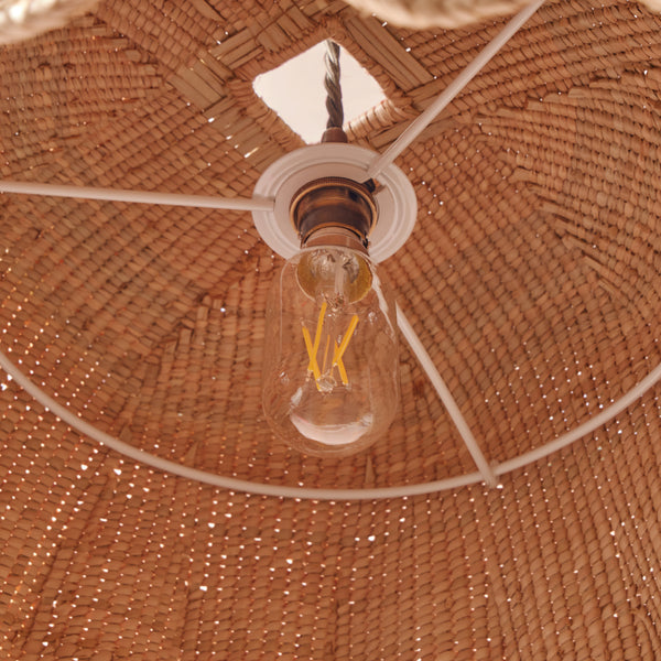 Pooky - Wonky Wave Pendant Light Shade - Larger - Natural Woven Palm Basket