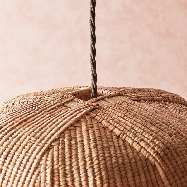 Pooky - Wonky Wave Pendant Light Shade - Larger - Natural Woven Palm Basket