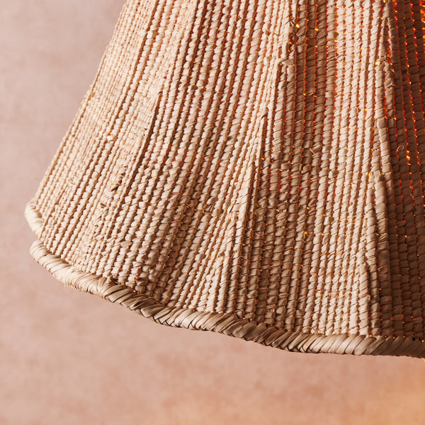Pooky - Wonky Wave Pendant Light Shade - Larger - Natural Woven Palm Basket