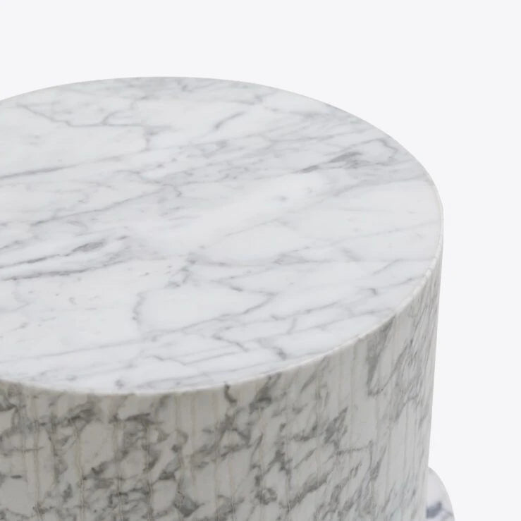 Pure White Lines Panama Carrara Marble Side Table