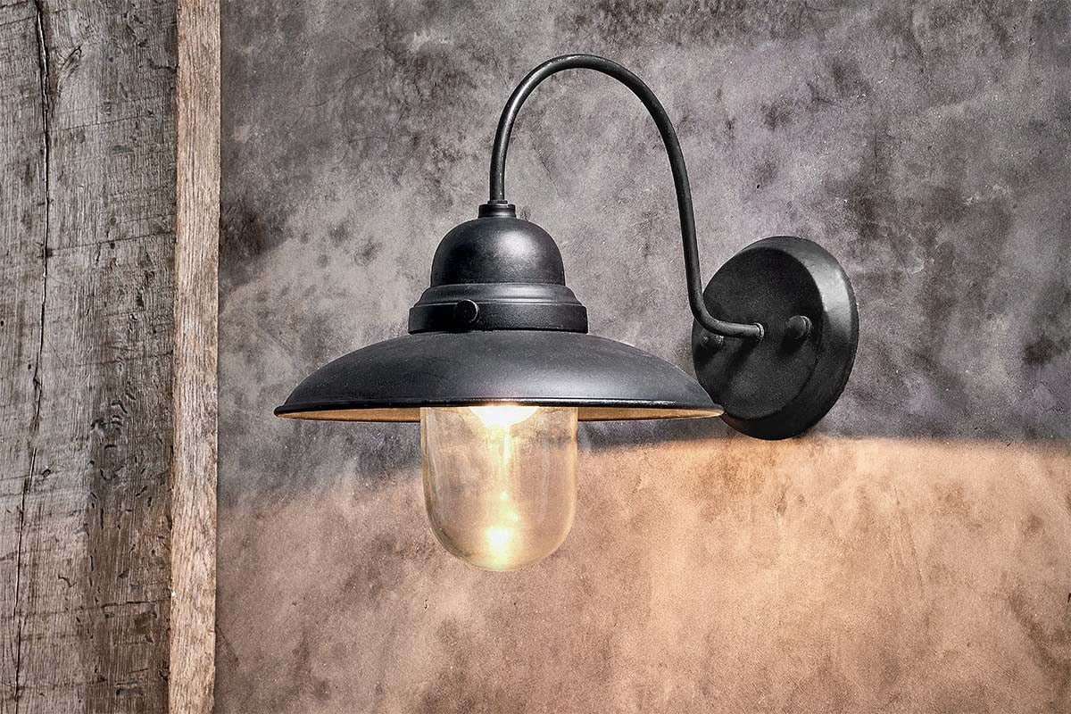 Nkuku - Phena Swan Neck Metal Wall Lamp - Outdoor