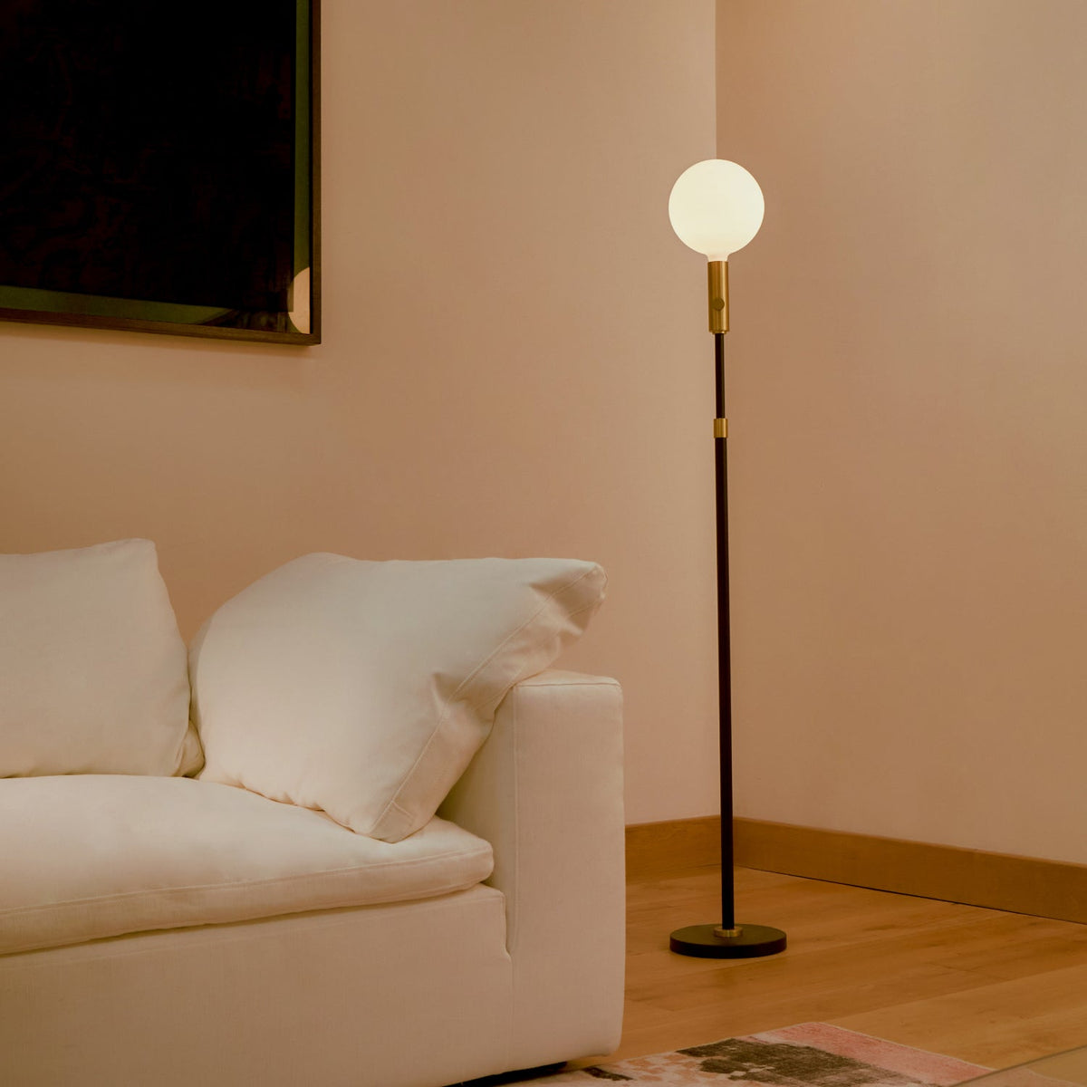 Tala Poise Adjustable Floor Lamp in Brass + Sphere V