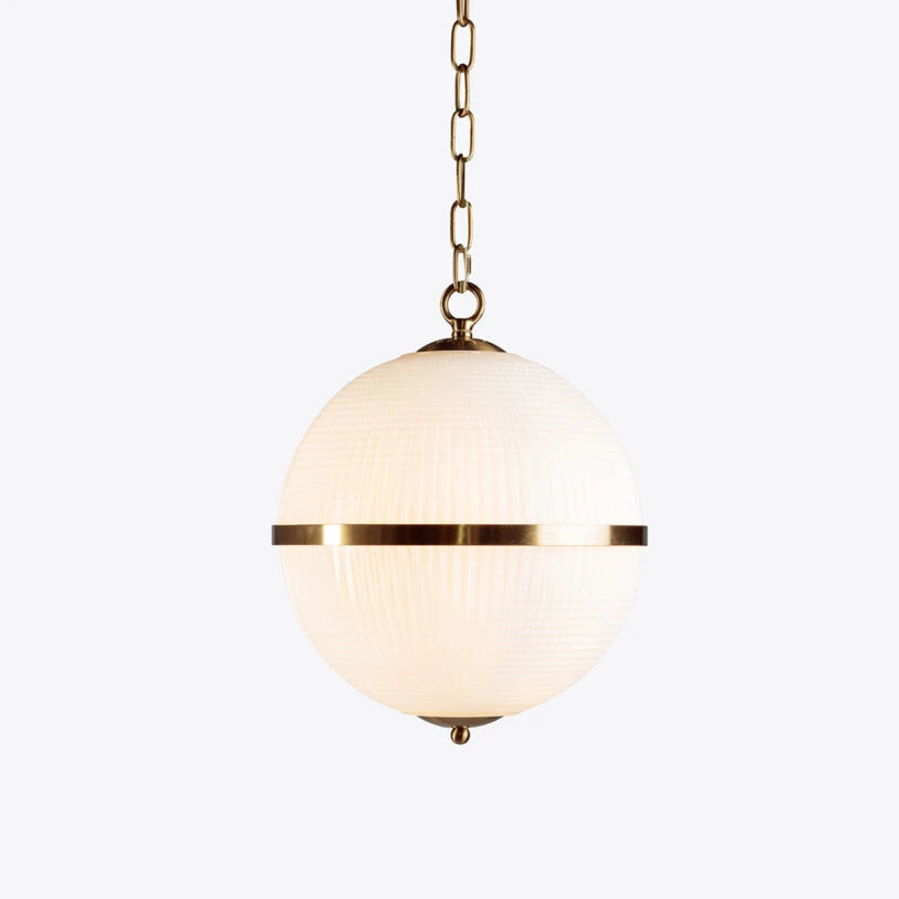 Pure White Lines Opaline Parisian Globe Pendant