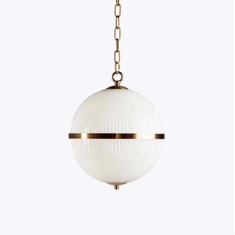 Pure White Lines Opaline Parisian Globe Pendant