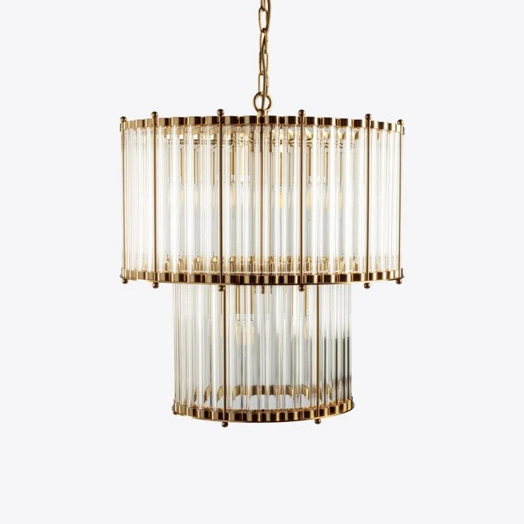 Pure White Lines Double Monza Chandelier