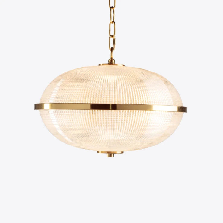 Pure White Lines Clear Fitzroy pendant light with brass trim - available in 2 sizes