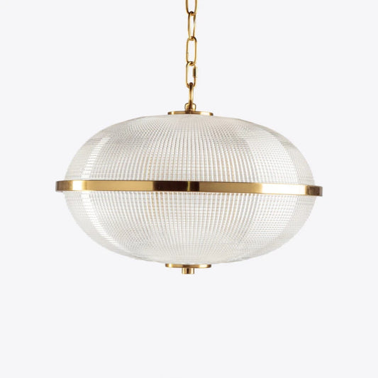 Pure White Lines Clear Fitzroy pendant light with brass trim - available in 2 sizes