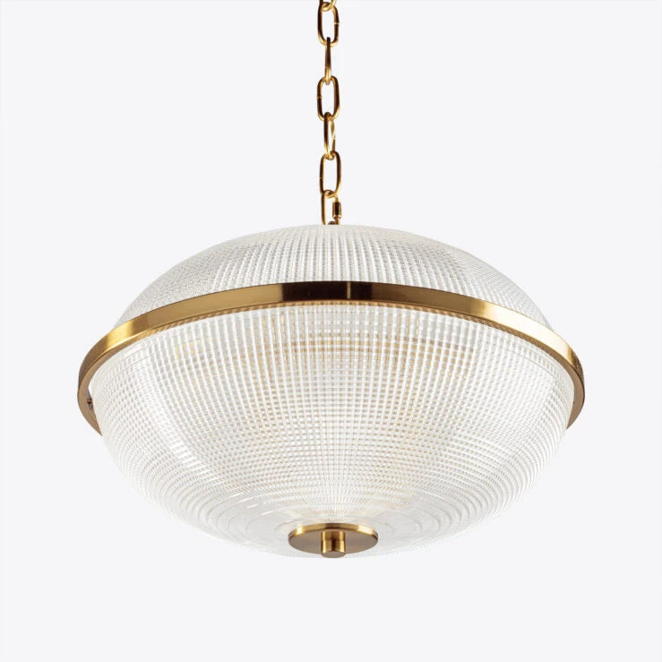 Pure White Lines Clear Fitzroy pendant light with brass trim - available in 2 sizes