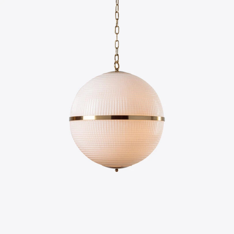 Pure White Lines Opaline Parisian Globe Pendant