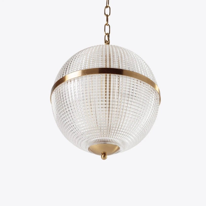 Pure White Lines Large Clear Parisian IP44 Globe Pendant