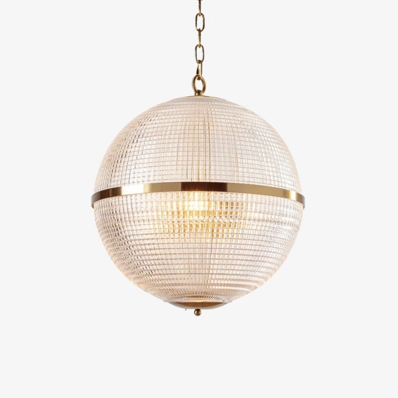 Pure White Lines Large Clear Parisian IP44 Globe Pendant