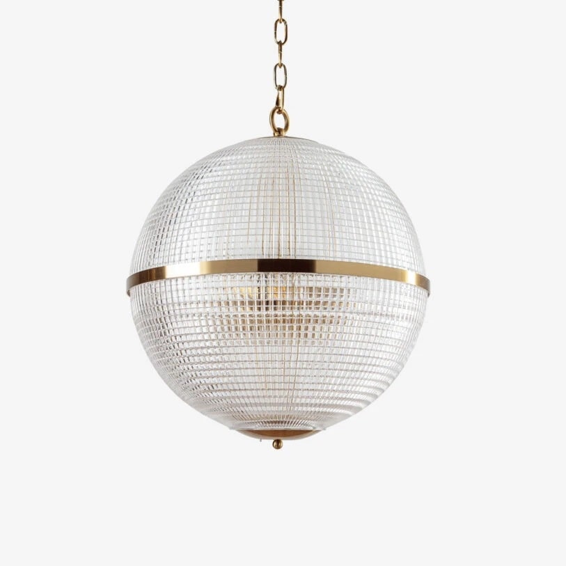 Pure White Lines Large Clear Parisian IP44 Globe Pendant