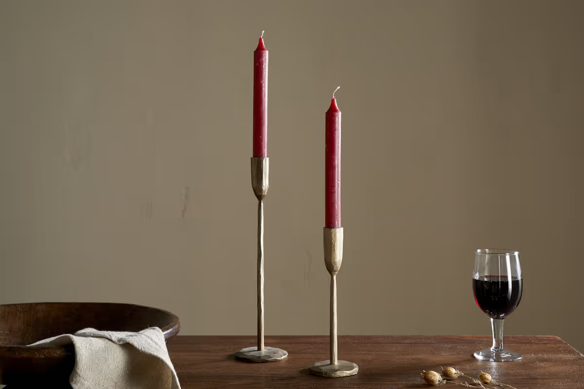 Nkuku - Rustic Soy Blend Dinner Candle - Dark Cherry (Set of 2)