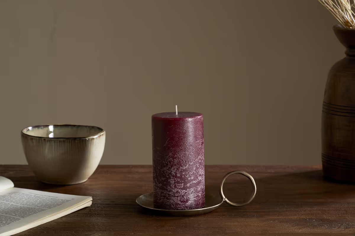 Nkuku - Rustic Soy Blend Pillar Candle - Dark Cherry - Small