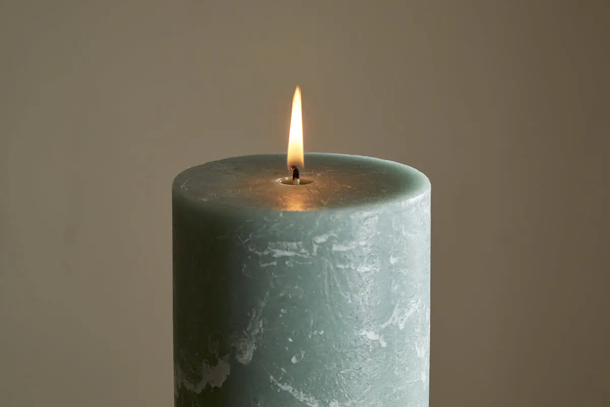 Nkuku - Rustic Soy Blend Pillar Candle - Sage Green - Large