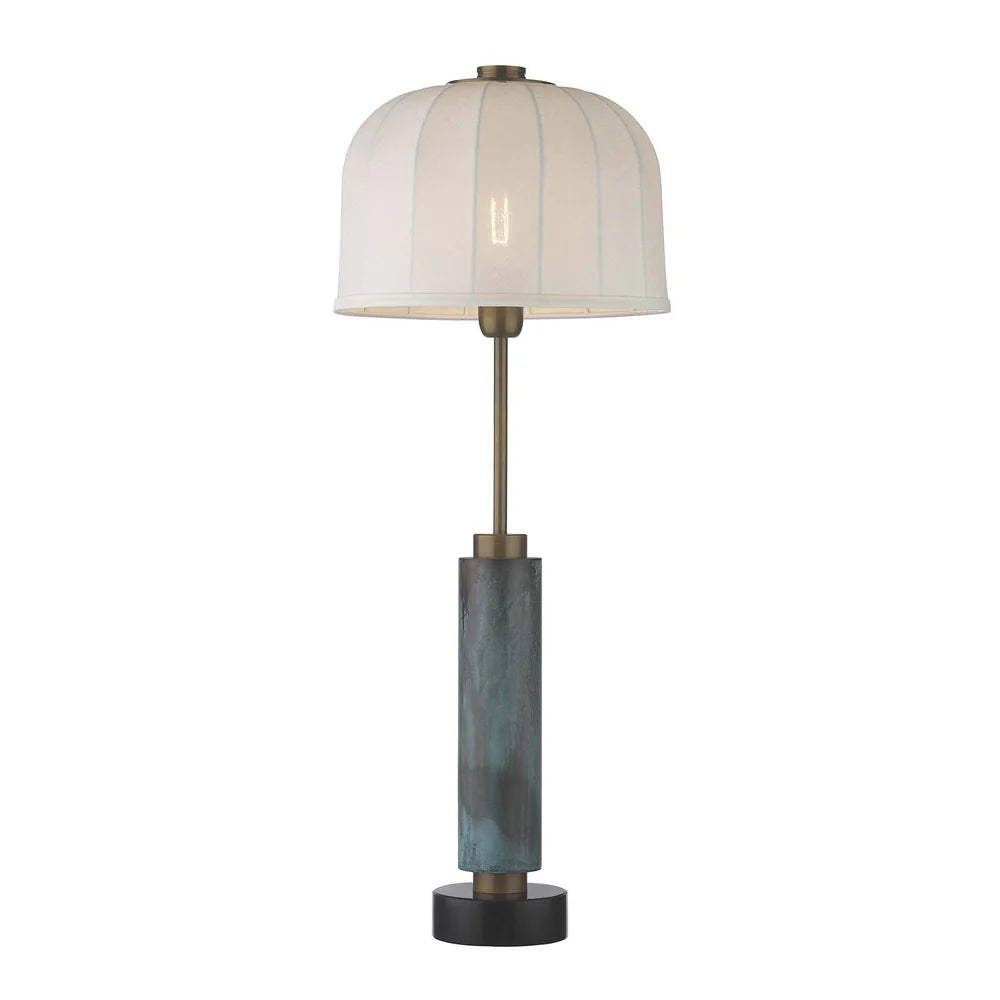 Northern Light - Reynard Table Lamp Large - Verdigris Old English Brass Light Finish - 12" Cloche Snowdriftr Shade