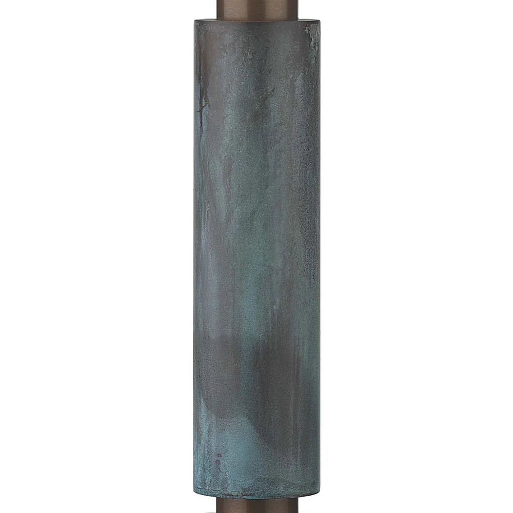 Northern Light - Reynard Table Lamp Large - Verdigris Old English Brass Light Finish - 12" Cloche Snowdriftr Shade