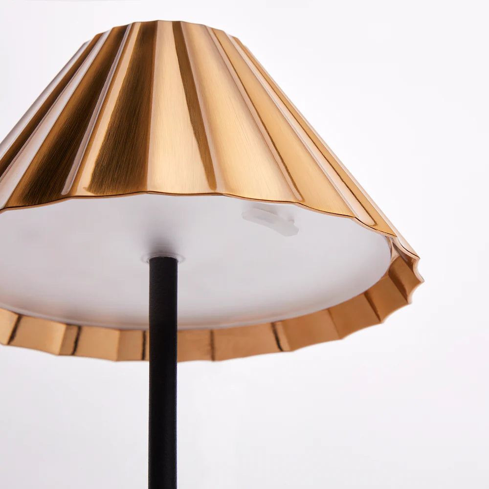 Pooky Twinky Rechargeable Table Lamp in Black with a Brass Hood