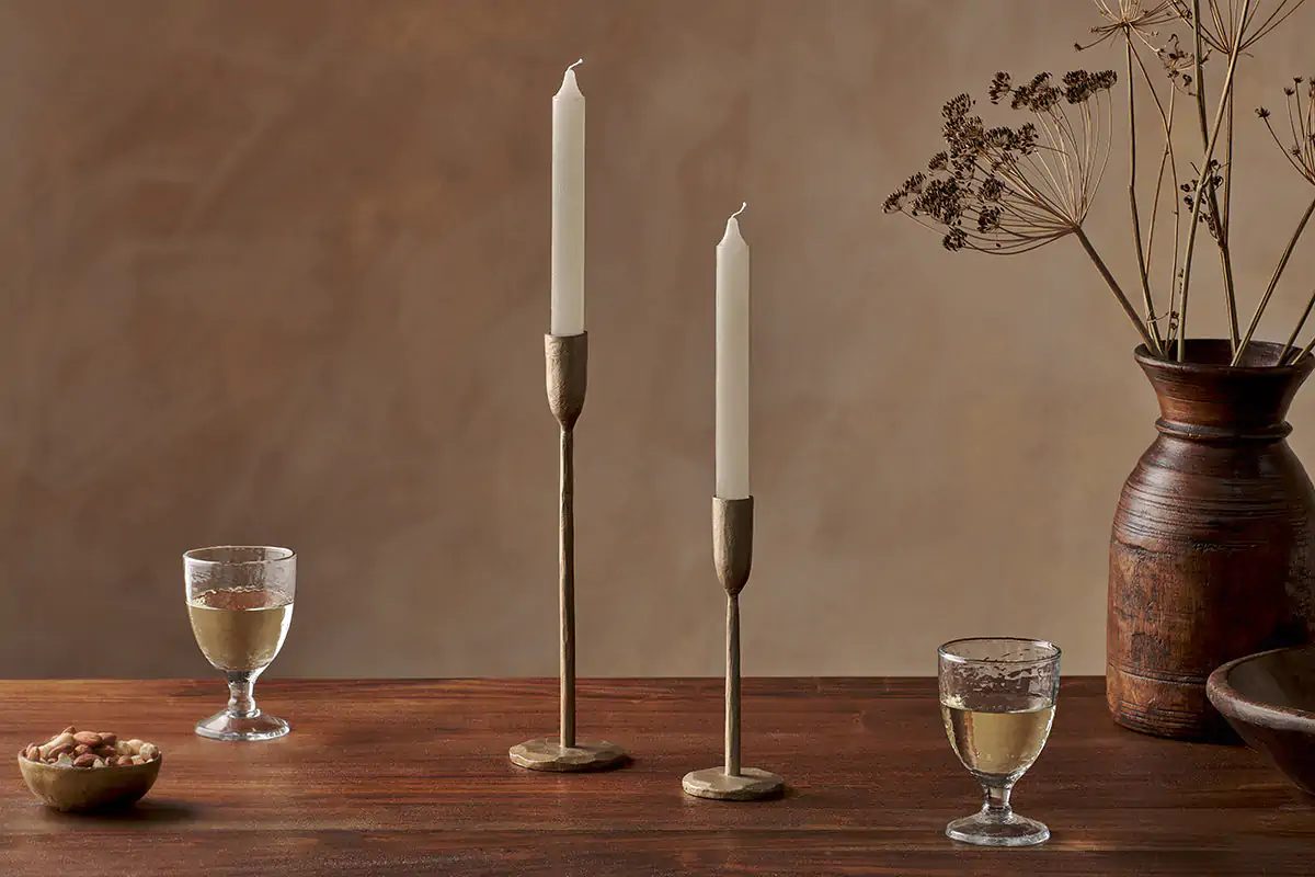 Nkuku - Rustic Soy Blend Dinner Candle - White (Set of 2)