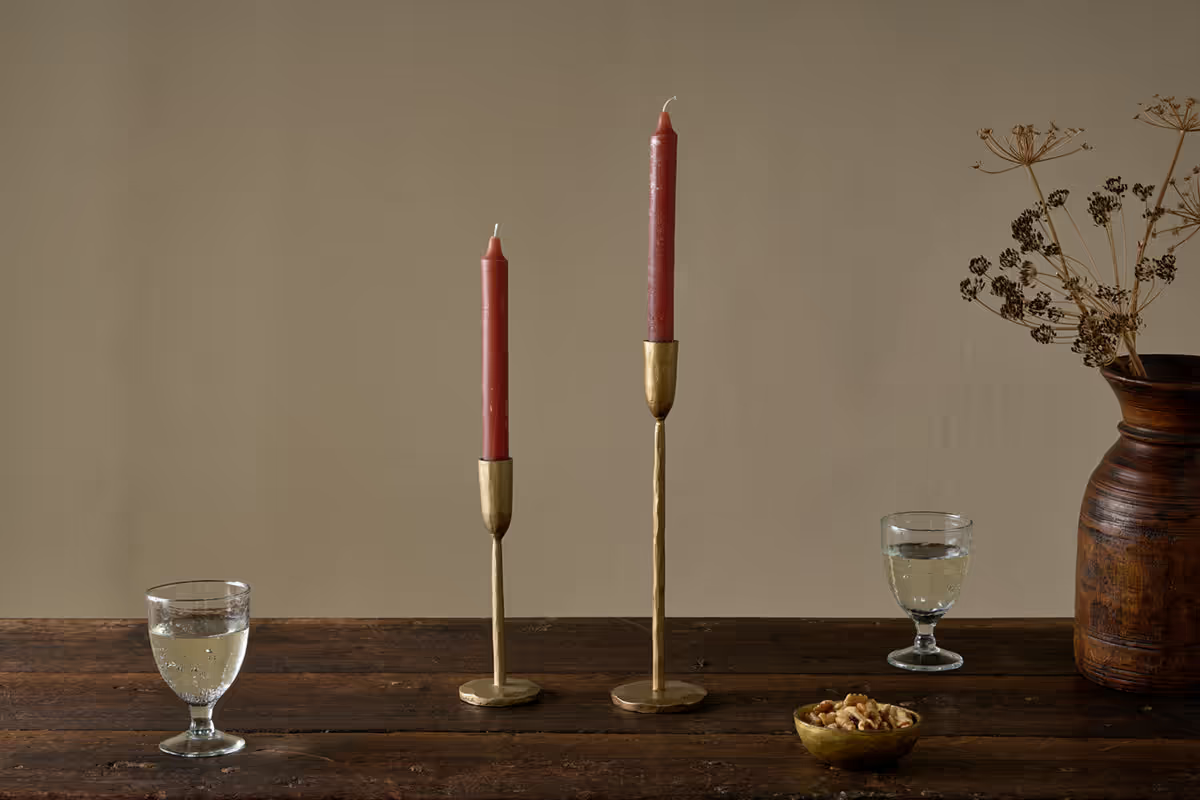 Nkuku - Rustic Soy Blend Dinner Candles - Rust (Set of 2)