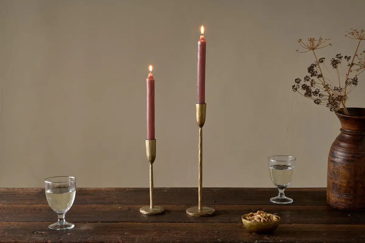 Nkuku - Rustic Soy Blend Dinner Candles - Rust (Set of 2)