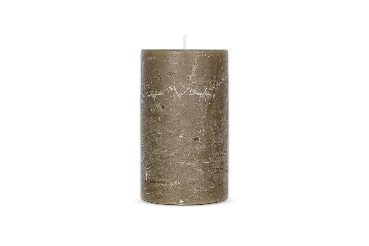 Nkuku - Rustic Soy Blend Pillar Candle - Olive Green - Large