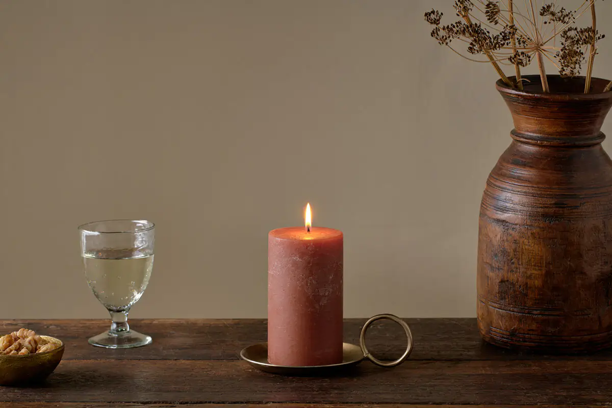 Nkuku - Rustic Soy Blend Pillar Candle - Rust - Small