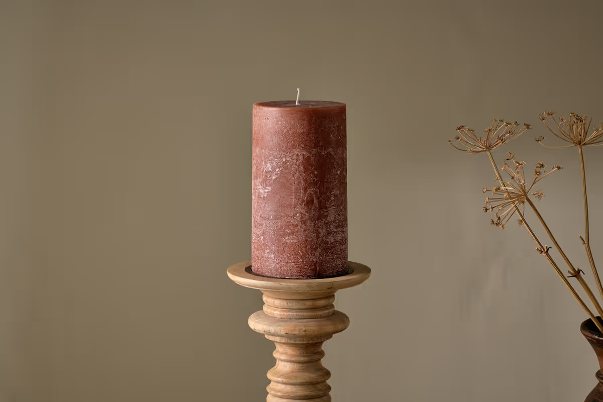 Nkuku - Rustic Soy Blend Pillar Candle - Rust - Large