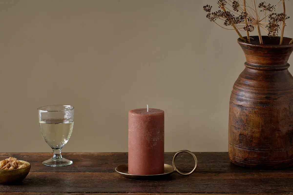 Nkuku - Rustic Soy Blend Pillar Candle - Rust - Small