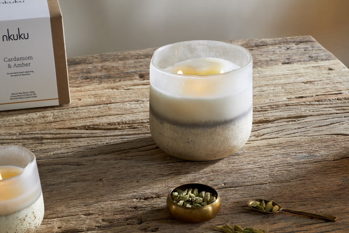 Nkuku - Cardamom & Amber 3 Wick Scented Candle