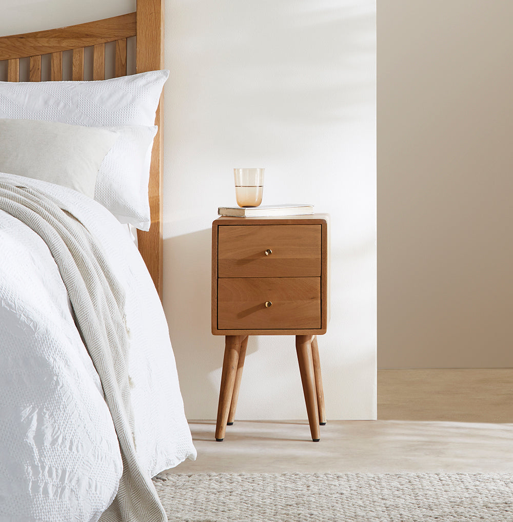 Fishe & Lilly Scandinavian Light Walnut Logan Narrow Bedside Table