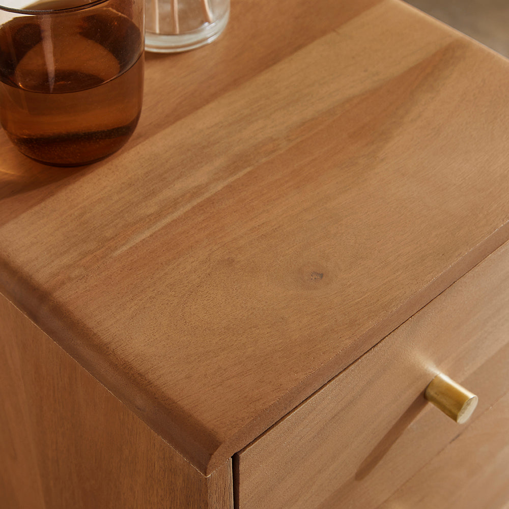 Fishe & Lilly Scandinavian Light Walnut Logan Narrow Bedside Table