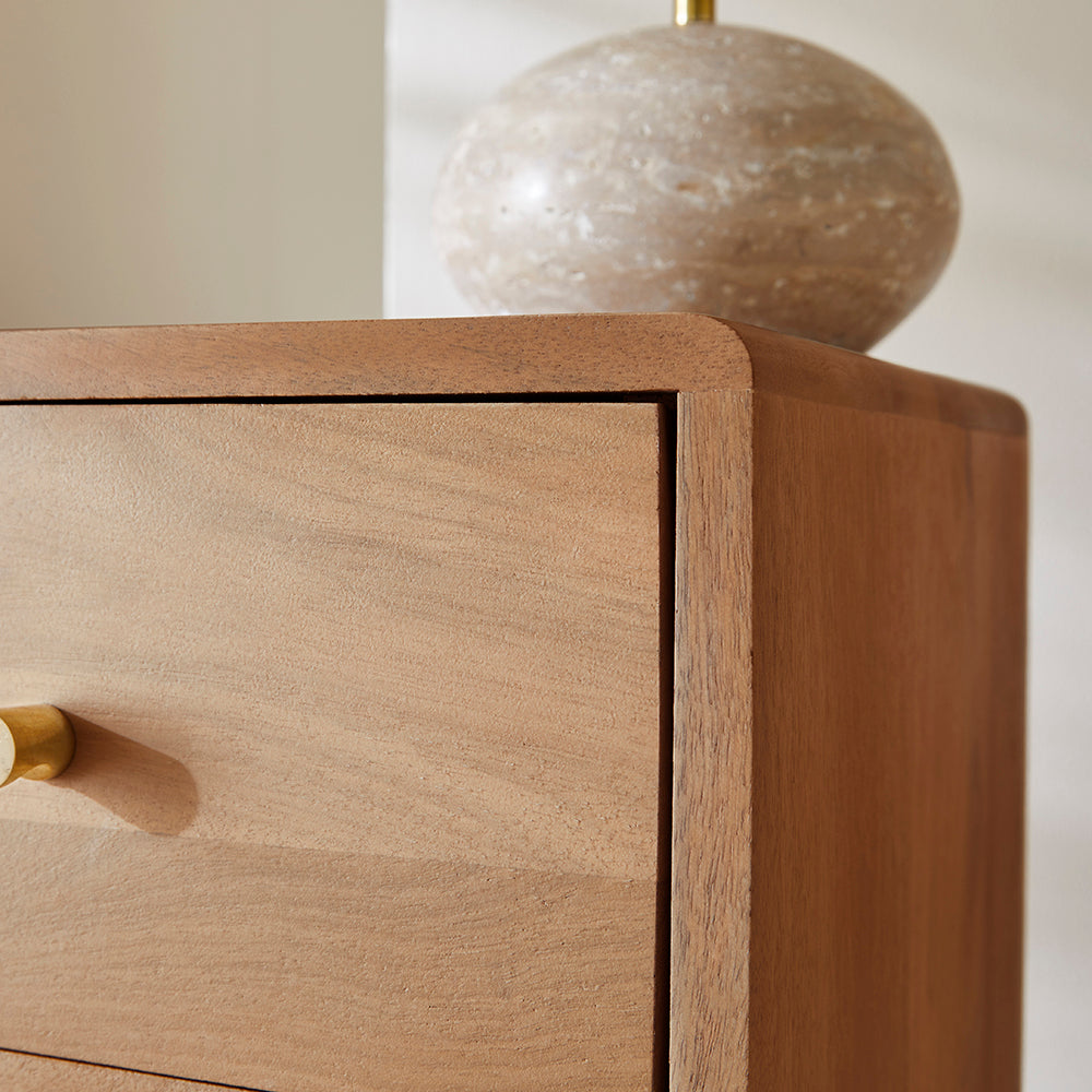 Fishe & Lilly Scandinavian Light Walnut Logan Narrow Bedside Table