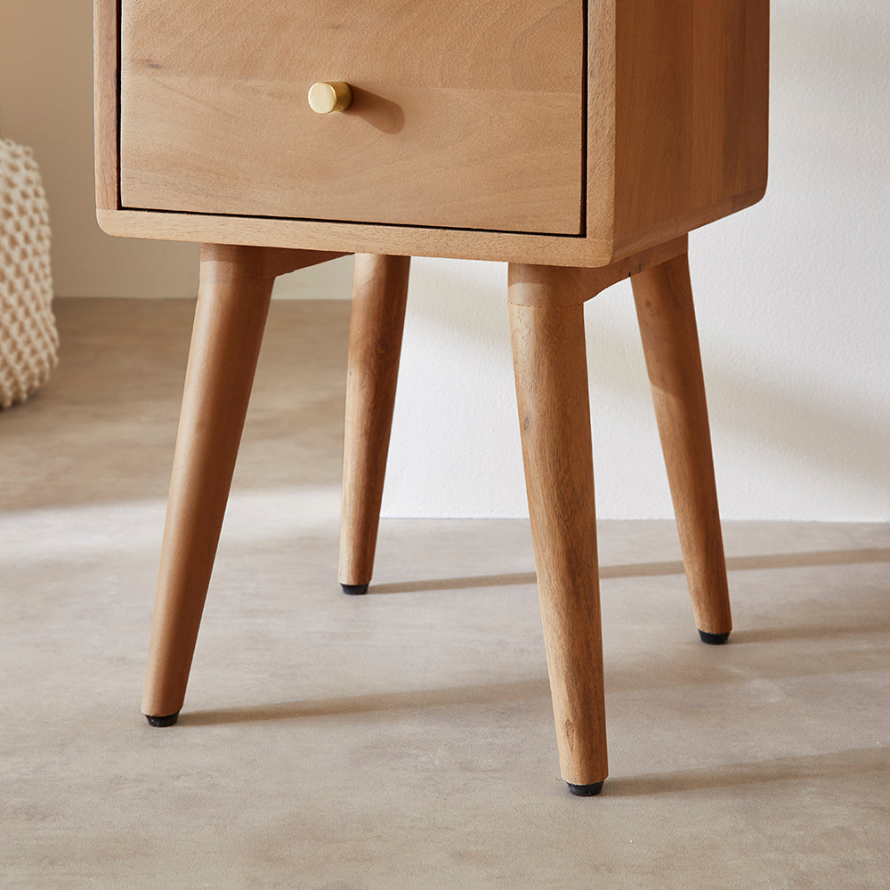 Fishe & Lilly Scandinavian Light Walnut Logan Narrow Bedside Table