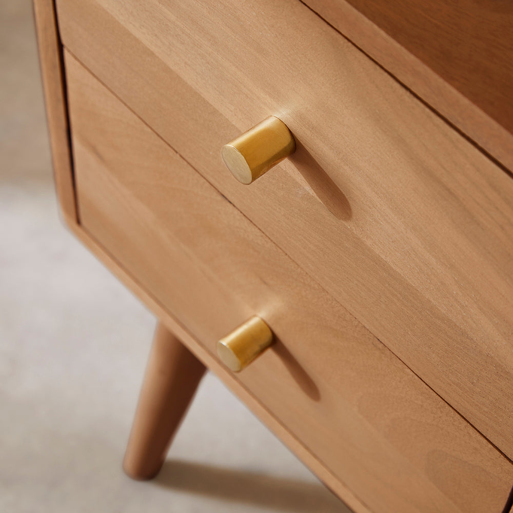 Fishe & Lilly Scandinavian Light Walnut Logan Narrow Bedside Table