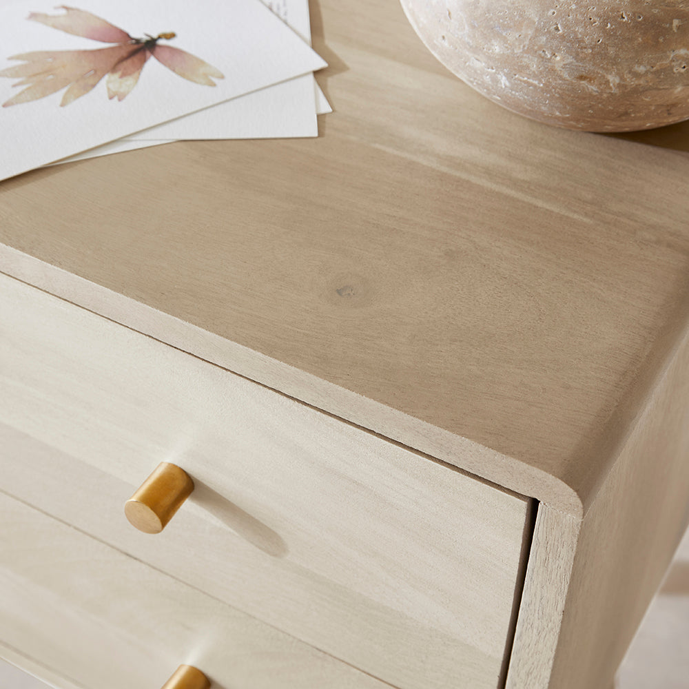 Fishe & Lilly Minimalist Mango Wood White Logan Narrow Bedside Table